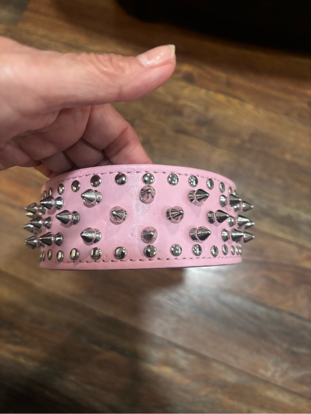 Pink Studded Spike dog collar